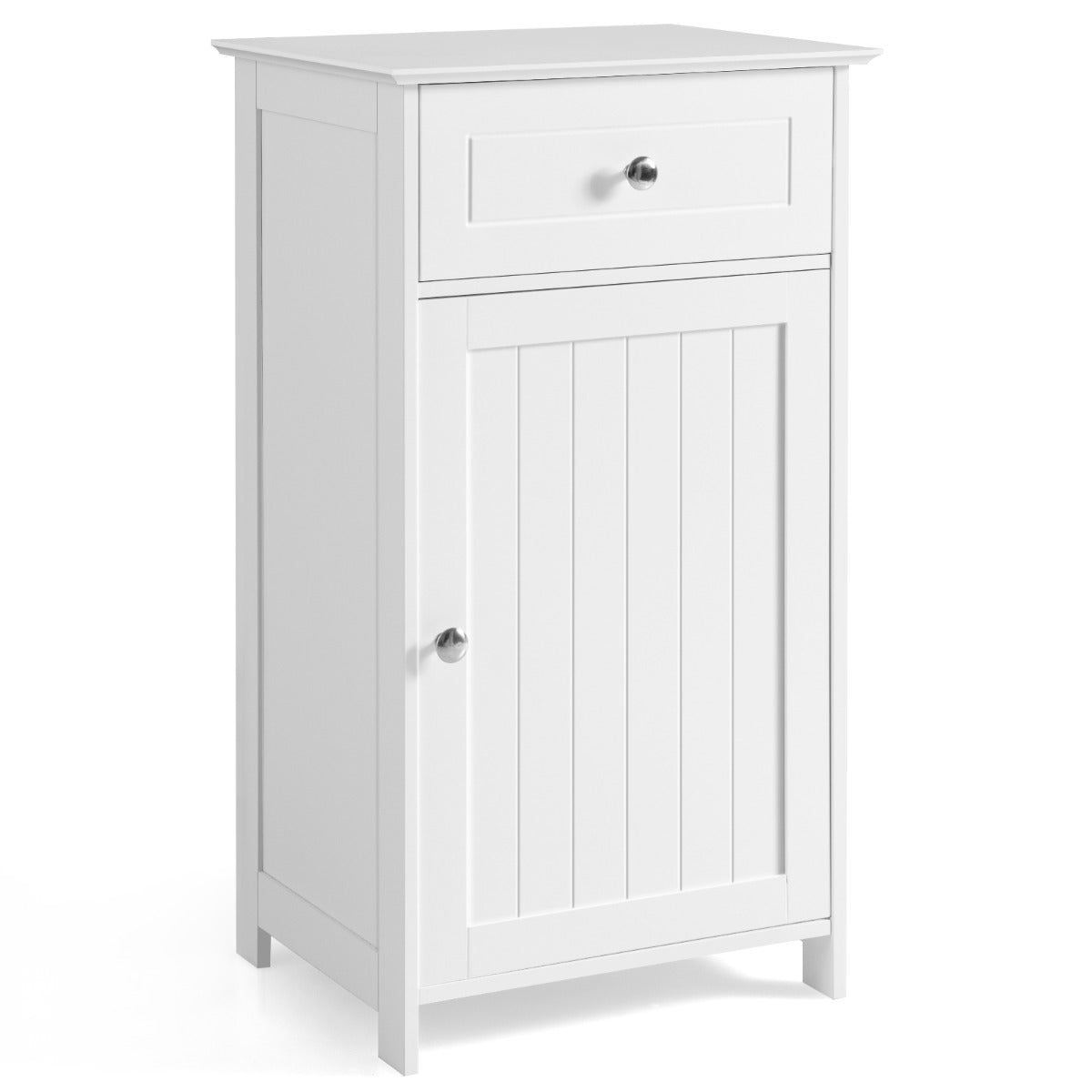 Armário de Casa de Banho de Chão com Porta Independente e Prateleira Ajustável Gaveta para Sala Quarto Entrada 43 x 34 x 77 cm Branco