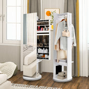 Armário de Joias Giratório 360° com Espelho Independente, Cabide e Luzes LED 50 x 50 x 166,5 cm Branco