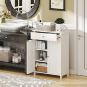 Armário de Chão para Casa de Banho com 2 Portas, 1 Gaveta e 1 Prateleira Ajustável Organizador Moderno 60 x 30 x 80 cm - Branco