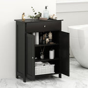Armário de Chão para Casa de Banho com 2 Portas, 1 Gaveta e 1 Prateleira Ajustável Organizador Moderno 60 x 30 x 80 cm - Preto