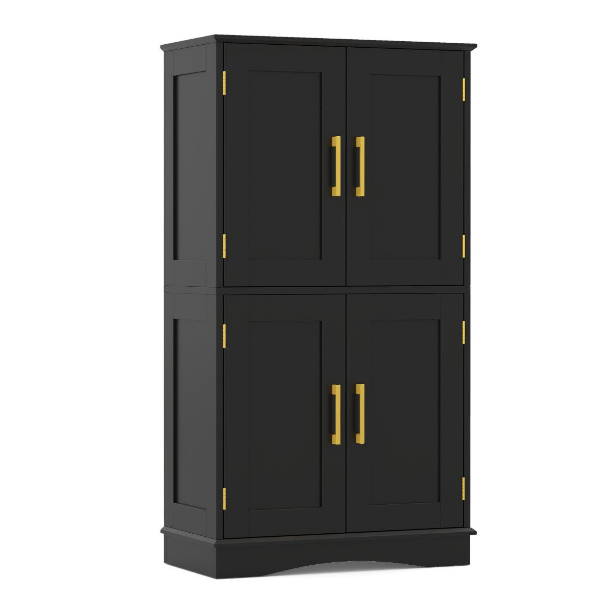 Armário de Chão para Casa de Banho Móvel Despensa 110 cm Independente com 4 Portas e 2 Prateleiras Ajustáveis Gabinete para Cozinha Sala de Jantar Preto