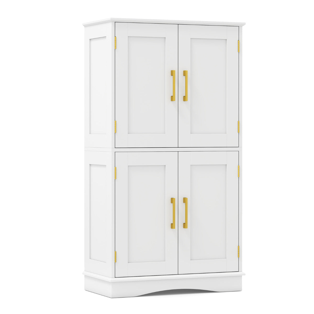 Armário de Chão para Casa de Banho Móvel Despensa 110 cm Independente com 4 Portas e 2 Prateleiras Ajustáveis Gabinete para Cozinha Sala de Jantar Branco