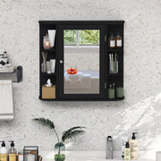 Armário de Casa de Banho com Espelho de Parede em MDF Preto 65 x 17 x 64 cm