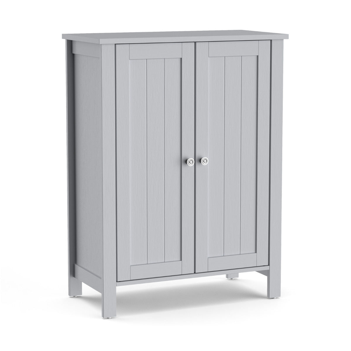 Armário de Casa de Banho Organizador Vertical com Portas Duplas e Prateleira Ajustável Moderno 60 x 30 x 80,5 cm Cinza