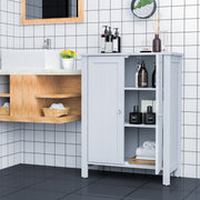Armário de Casa de Banho Organizador Vertical com Portas Duplas e Prateleira Ajustável Moderno 60 x 30 x 80,5 cm Cinza