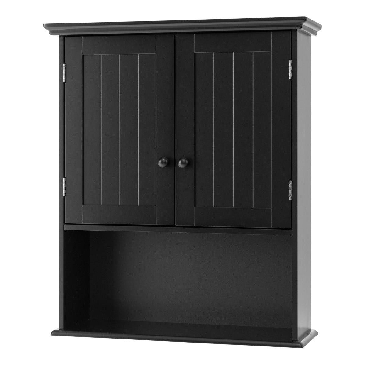 Armário de Parede para Casa de Banho com 2 Portas Prateleira Ajustável em Altura Cozinha Sala 60 x 20 x 70,5 cm Preto