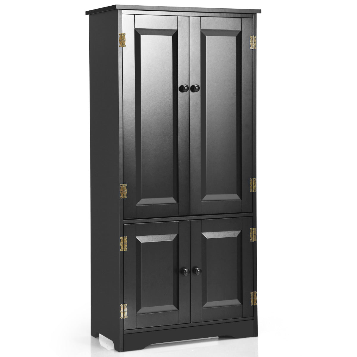 Armário Vertical de Duas Portas com Prateleira Regulável Dispositivo Antitombo Organizador para Sala Quarto Casa de Banho Preto