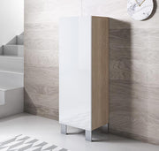 Armário Modelo Leiko V1 (40x138cm) Sonoma e Branco com Pés de Alumínio