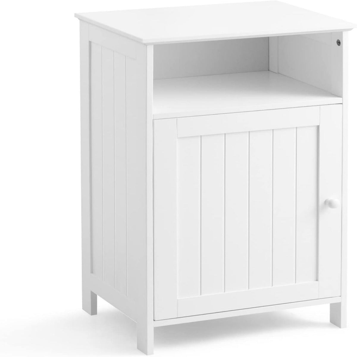 Armário de Casa de Banho em Madeira Multifuncional com Porta Individual e Prateleira Regulável Organizador Moderno 40 x 30 x 70 cm Branco