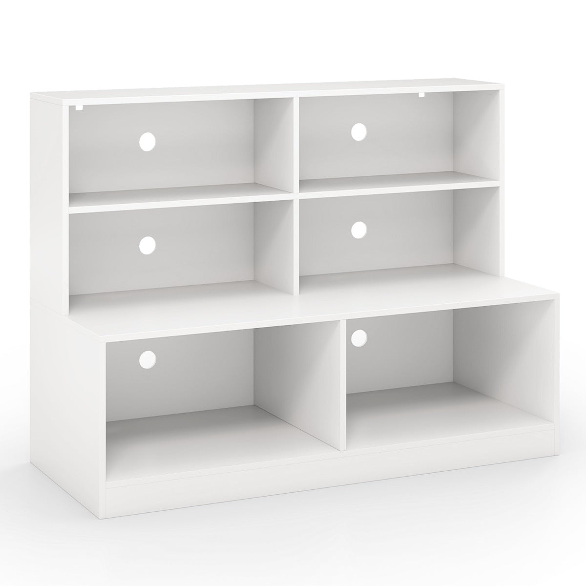 Banco e Armário de Arrumação 2-em-1 com 6 Cubos Abertos Antivuelco 120 x 50 x 90 cm Branco