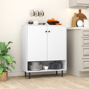 Armário Aparador Buffet com 2 Portas Estante Ajustável de 5 Níveis Compartimento Aberto para Quarto Corredor 75 x 35 x 95 cm Branco