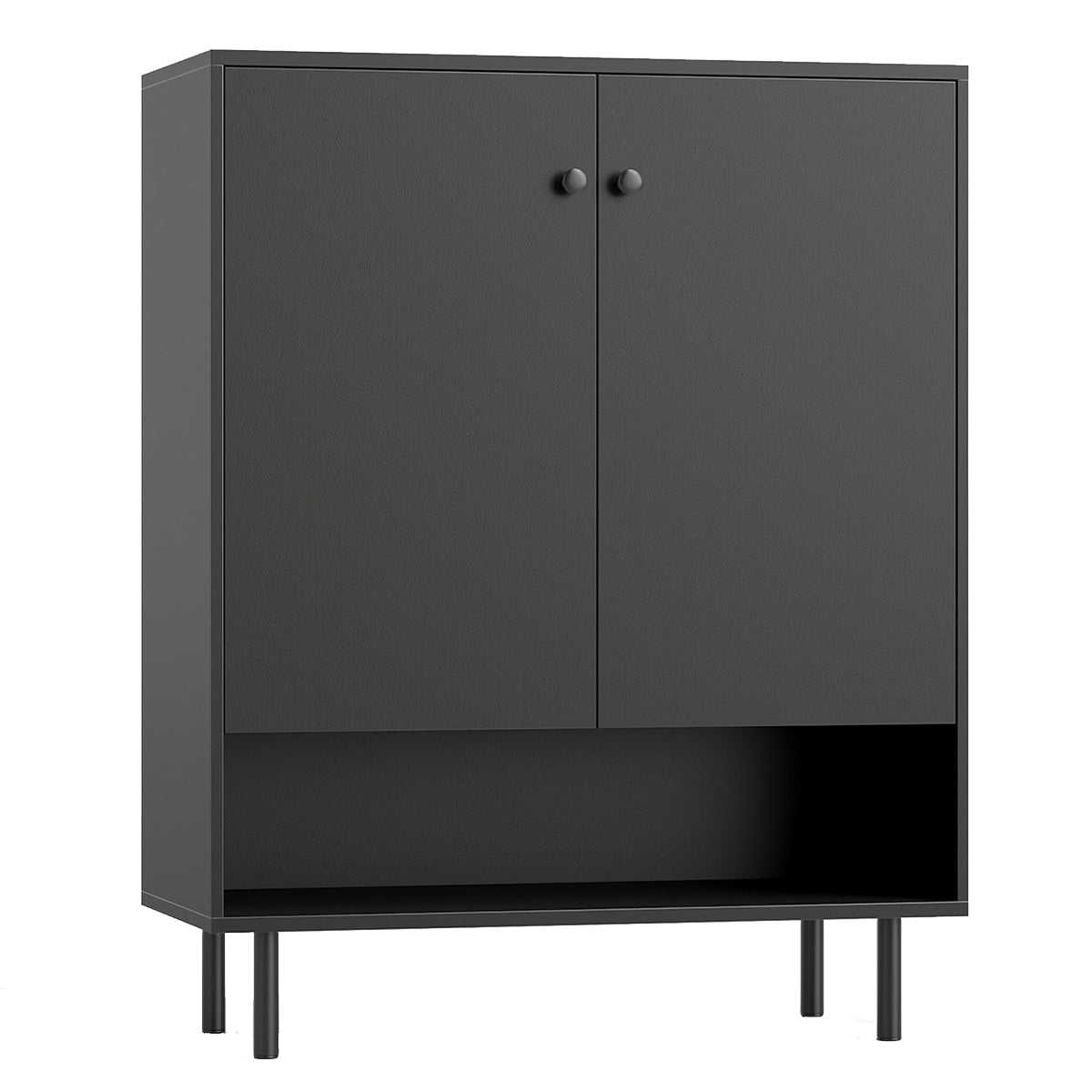 Aparador Buffet com 2 Portas e Estante Ajustável - Negro 75 x 35 x 95 cm