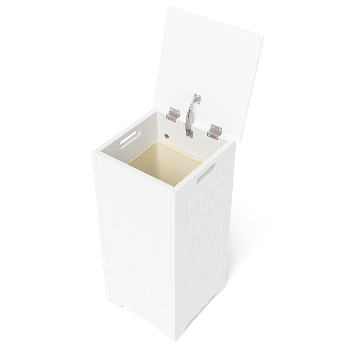 Armário com Grande Capacidade para Casa de Banho com Tampa de Dobradiça em Metal, Pega Lateral e Bolso Interior 30 x 30 x 61 cm Branco