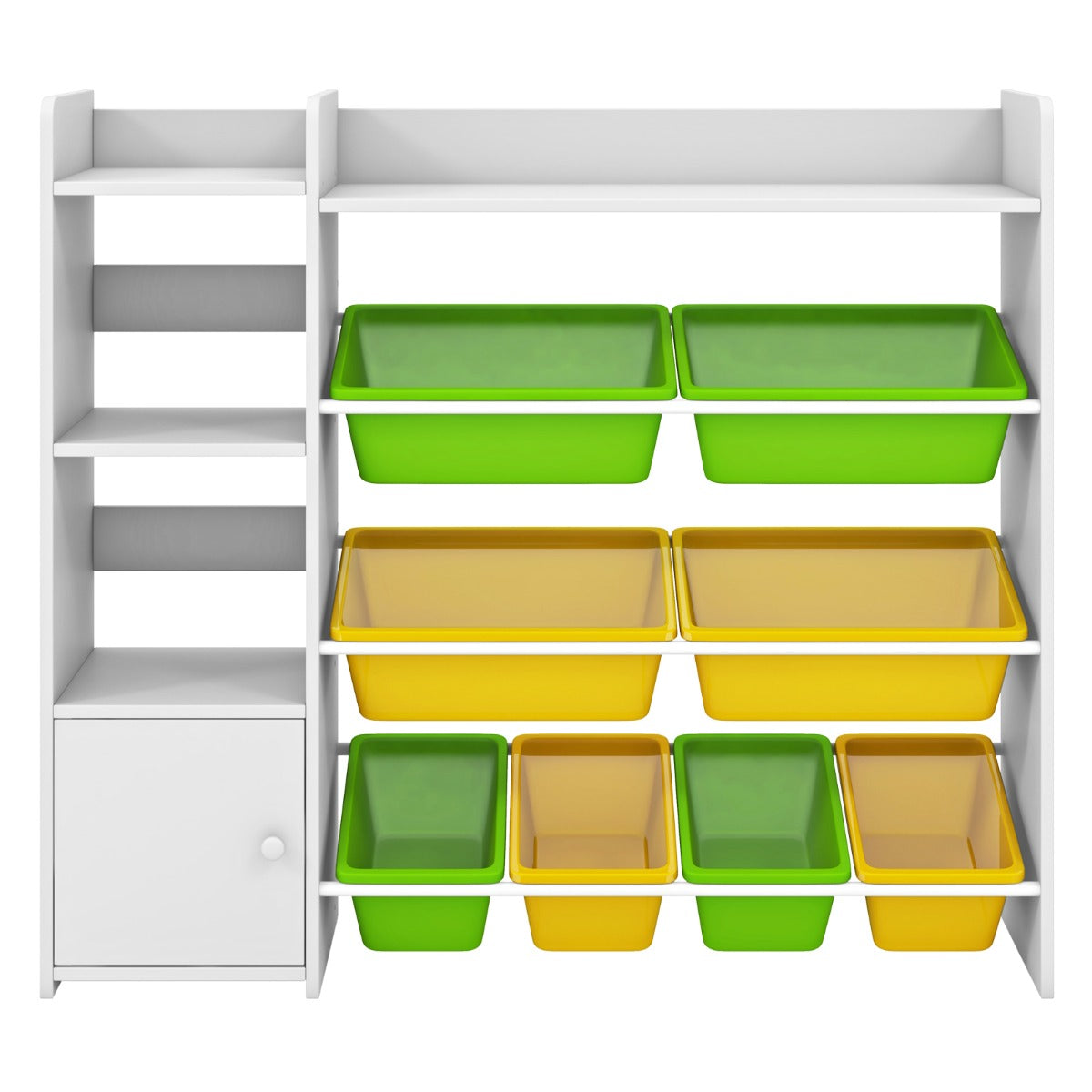 Armário Infantil com 4 Níveis para Brinquedos e 8 Contentores Organizadores para Crianças Maiores de 3 Anos 112,5 x 30 x 100 cm Verde