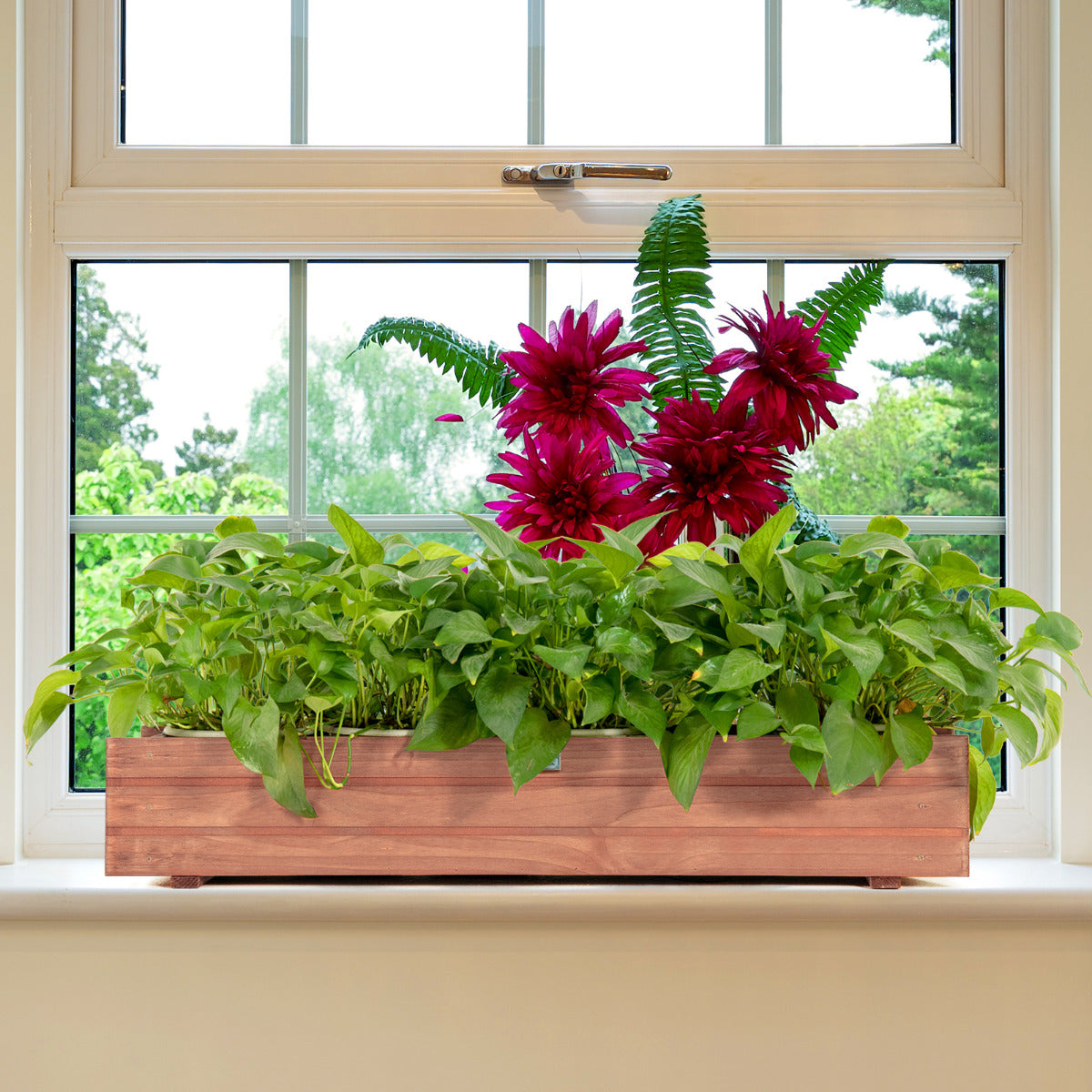 Arriate de Madeira Jardim Cama Elevada para Plantas Solo de Horta Urbana Caixa para Vegetais Frutas Ervas Pátio Varanda 91,5 x 18 x 15 cm
