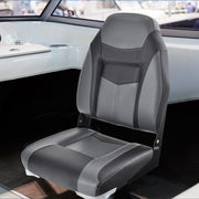 Asiento de Barco Plegable com Encosto Alto e Almofada Acolchoada Macia Assento de Capitão Moldado Universal 44,5 x 51 x 61 cm Preto