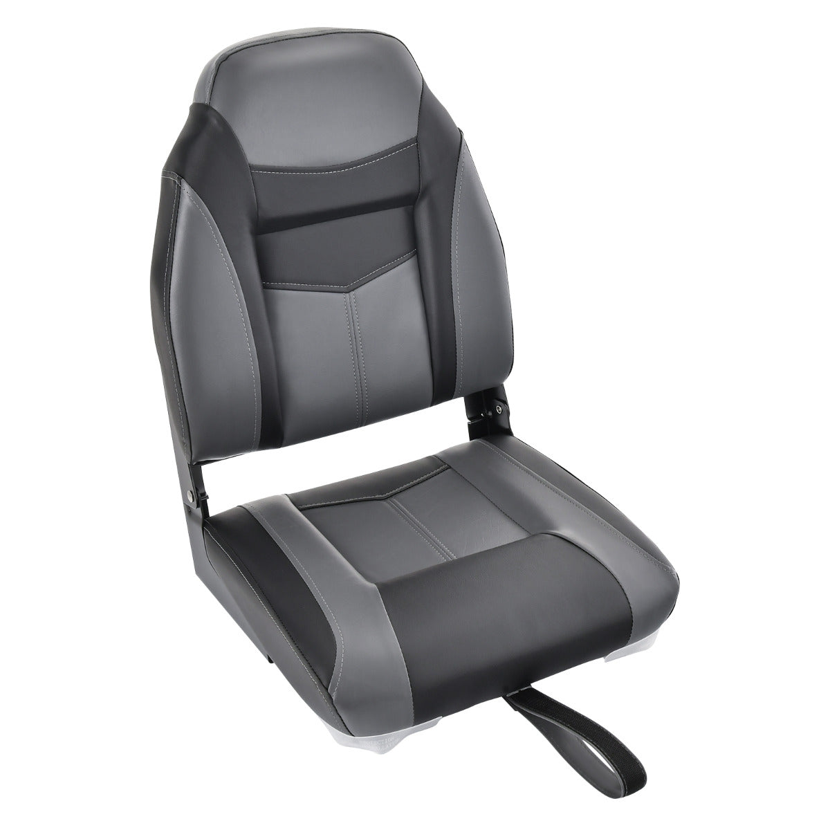 Asiento de Barco Plegable com Encosto Alto e Almofada Acolchoada Macia Assento de Capitão Moldado Universal 44,5 x 51 x 61 cm Preto