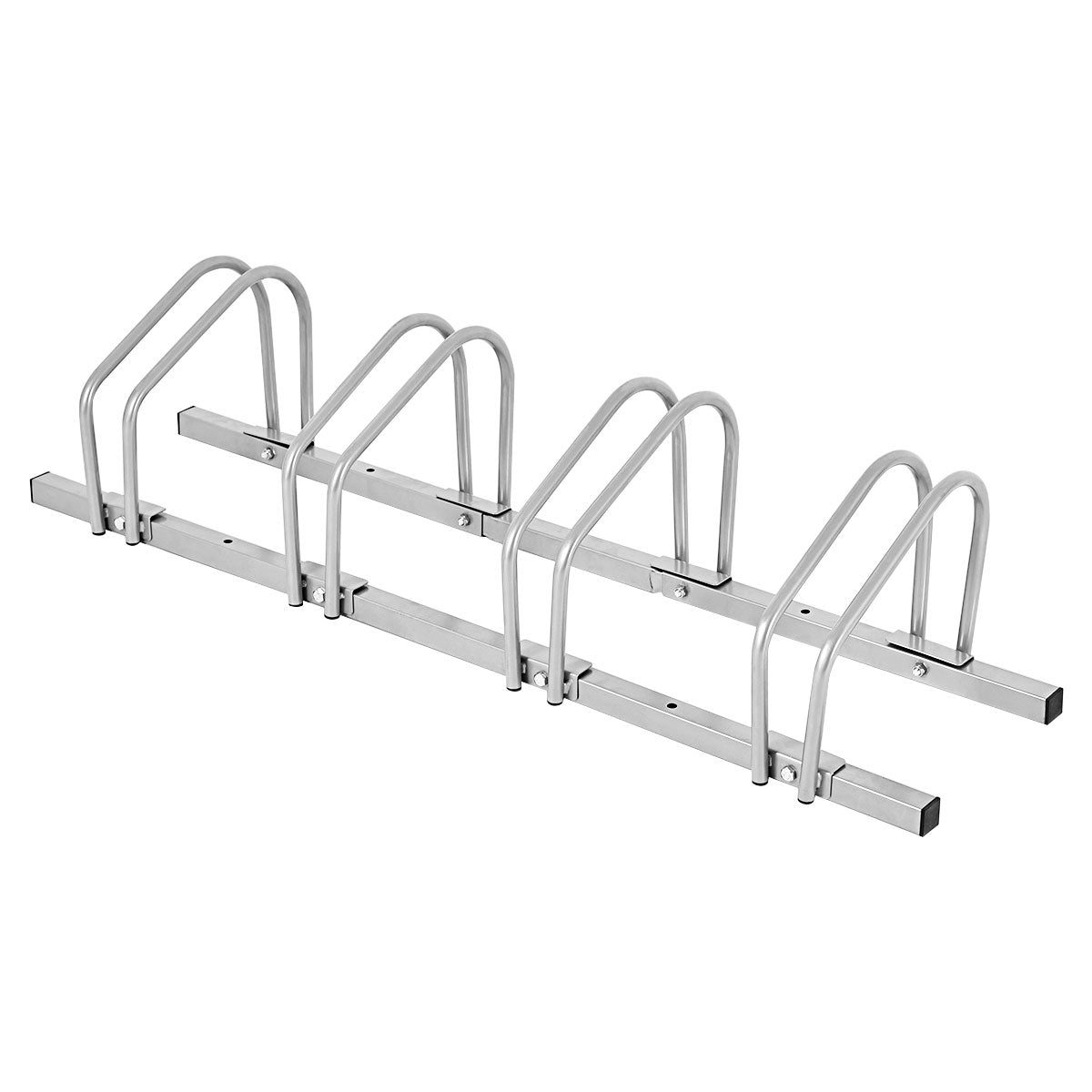 Suporte de Estacionamento para 4 Bicicletas em Metal Cinzento para Casa ou Centro Comercial 120 x 32,5 x 26 cm
