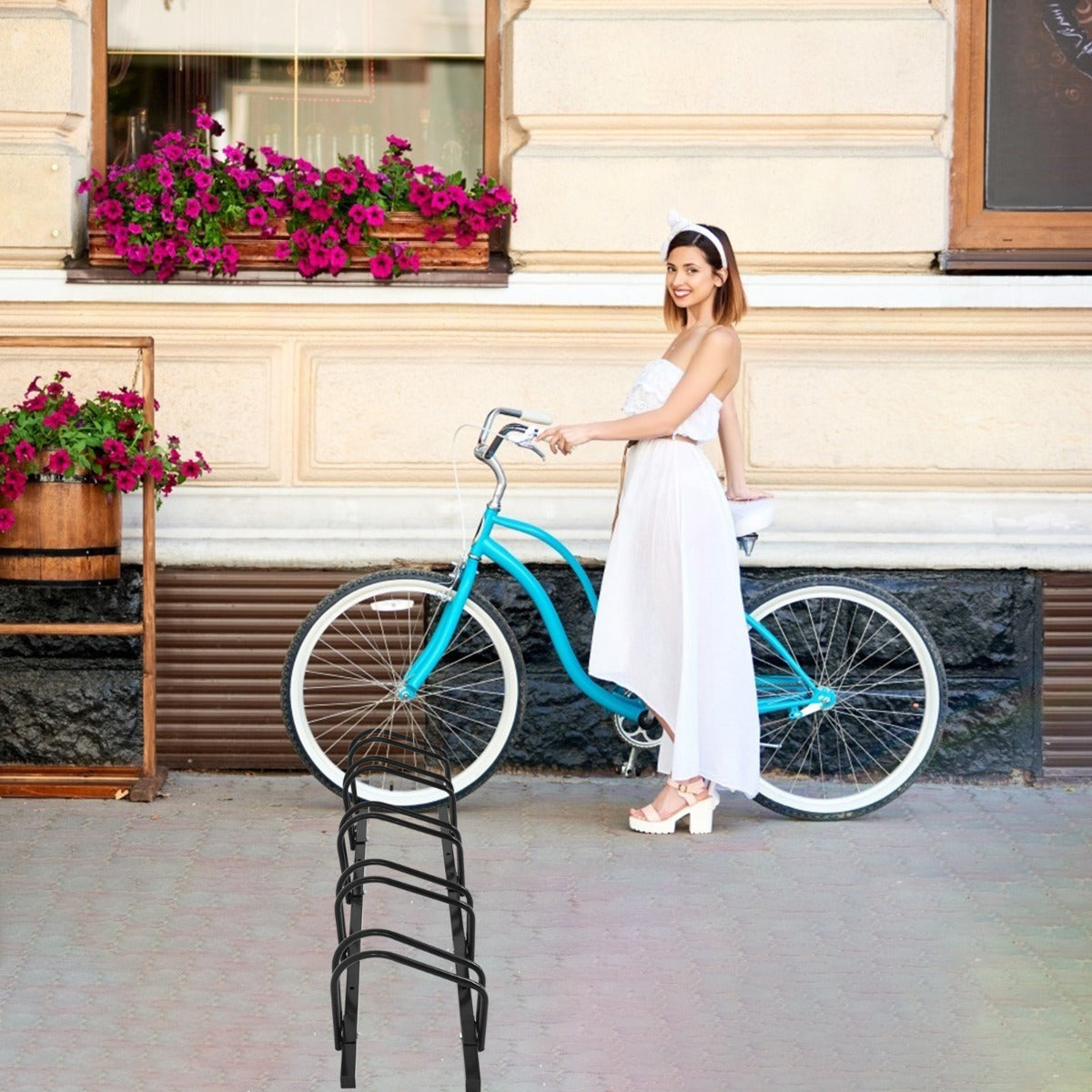 Suporte para 5 Bicicletas - Ideal para Casa, Jardim, Garagem e Parque