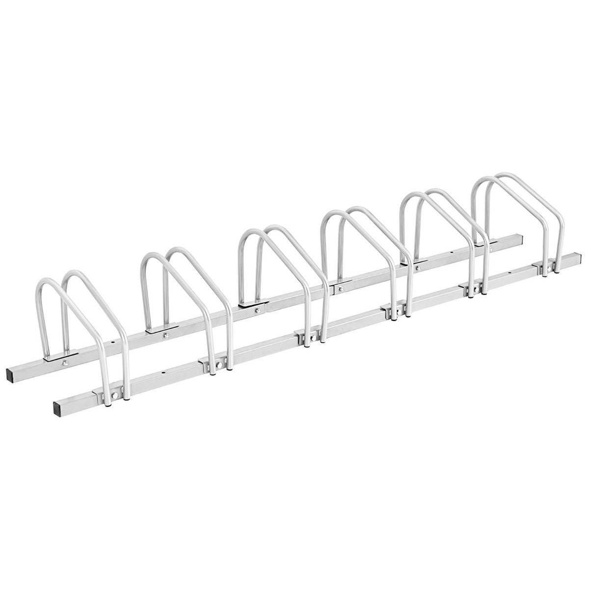 Suporte para 6 Bicicletas em Aço para Casa Jardim Garagem Parque 180 x 32,5 x 26 cm Prateado