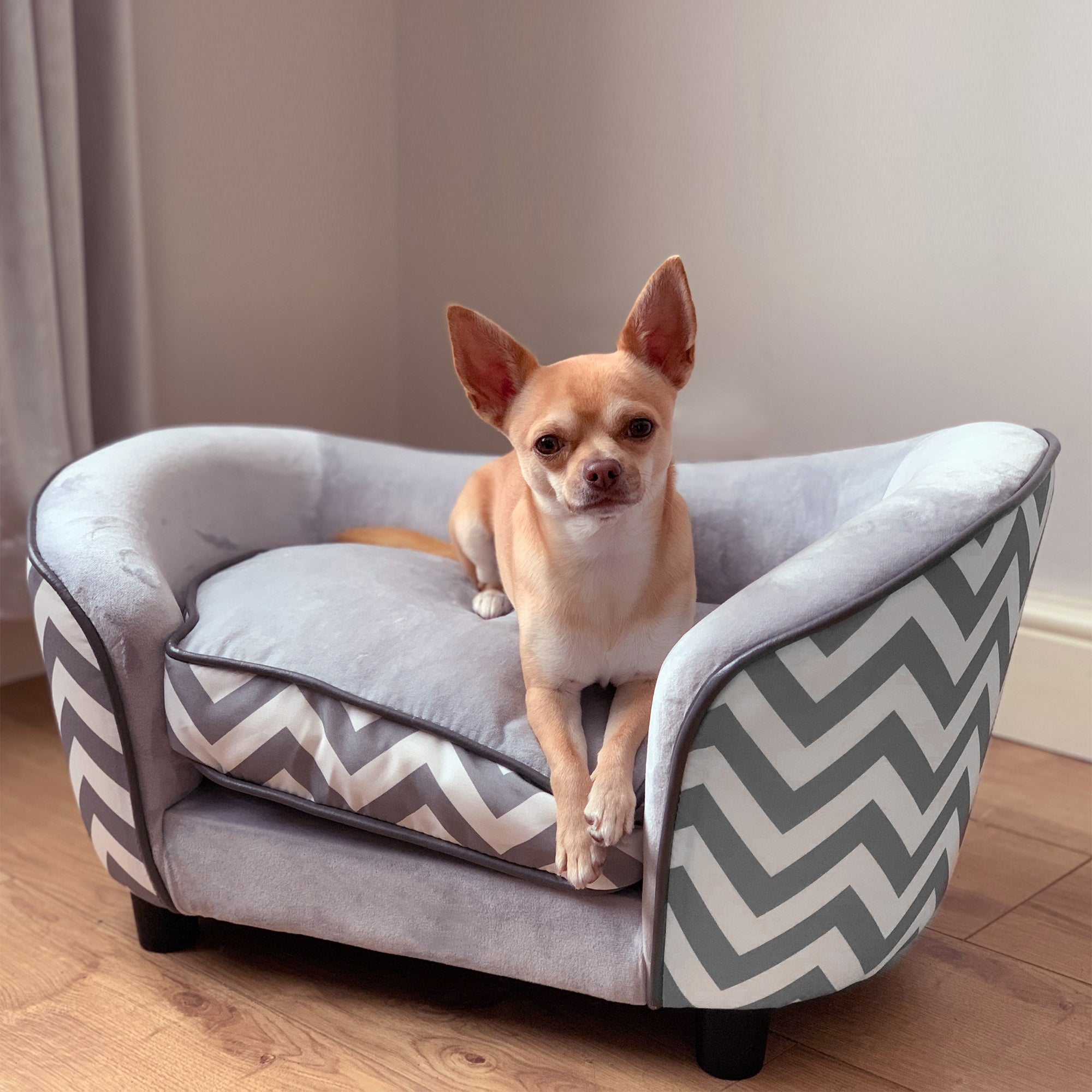 Sofá Acolchoado para Animais de Estimação - 68,5x40,5x40,5 cm - Cinza