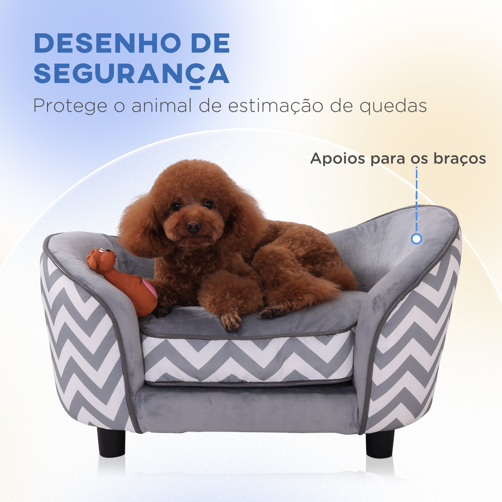 Sofá Acolchoado para Animais de Estimação - 68,5x40,5x40,5 cm - Cinza