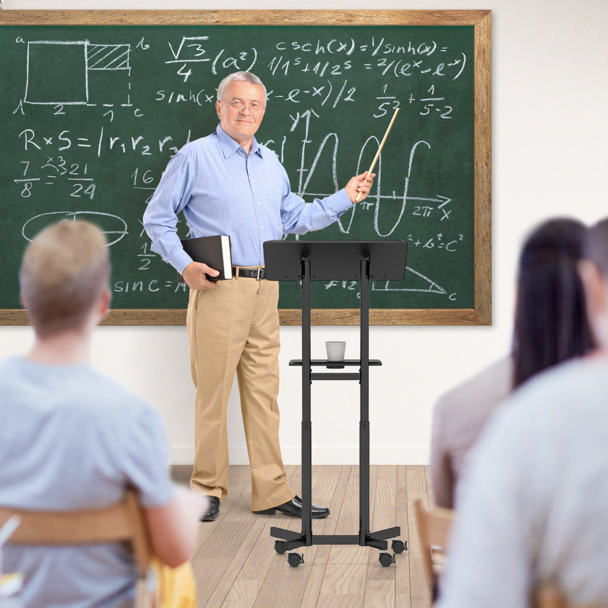 Atril Móvel para Computador Portátil – 104,5-128,5 cm – Preto – Não especificado