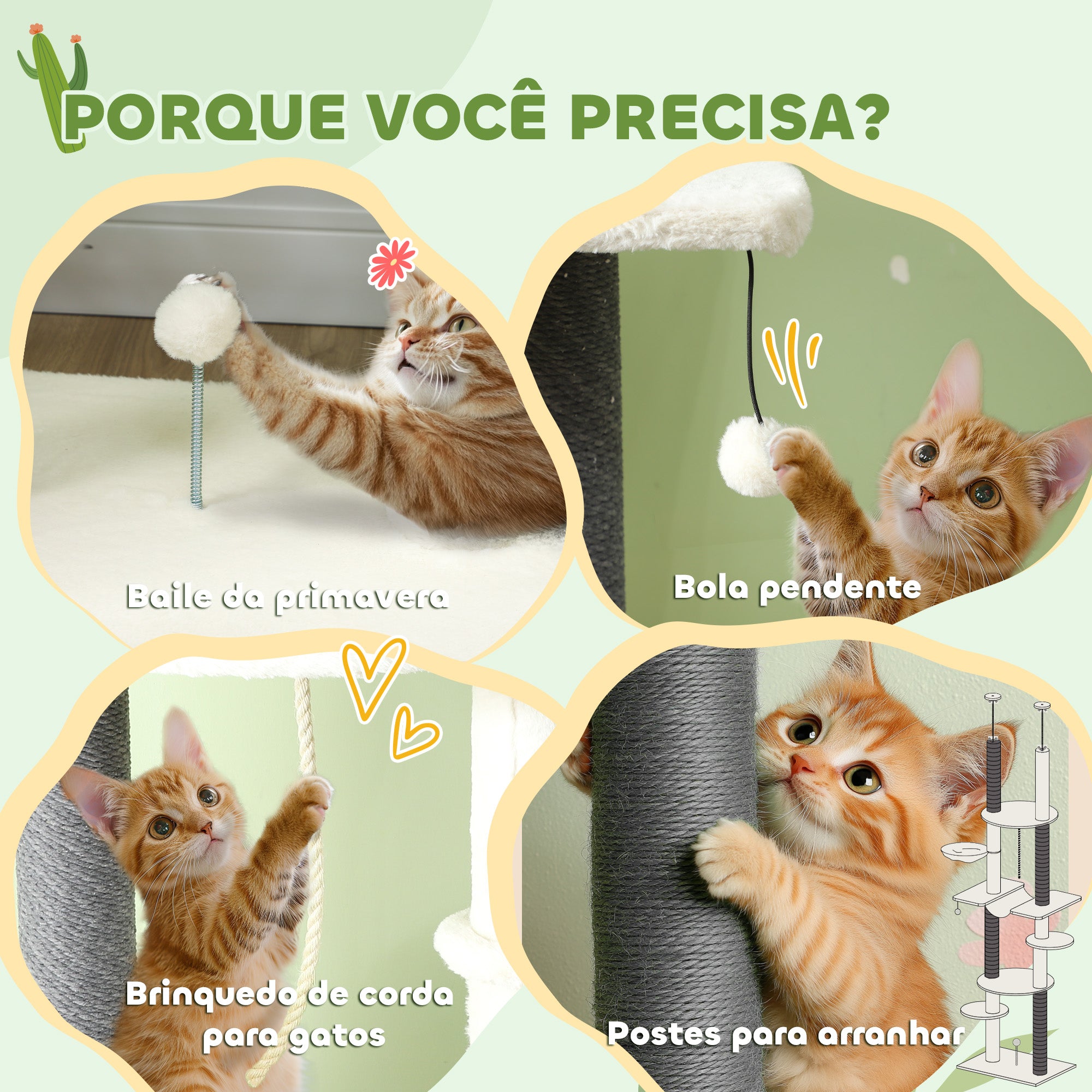 Arranhador para Gatos Creme e Cinza 60x44x225-255 cm do Chão ao Teto