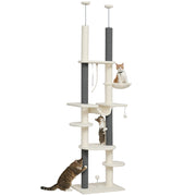 Arranhador para Gatos Creme e Cinza 60x44x225-255 cm do Chão ao Teto