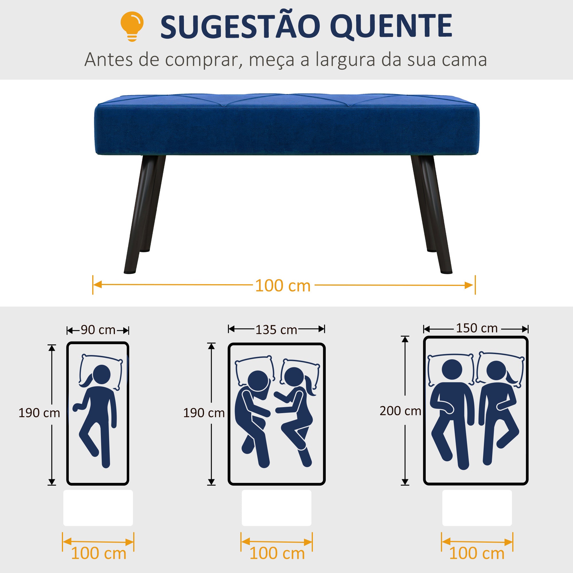 Banco Estofado com Braços Curvados – 102x31x51cm – Cinzento – Veludo