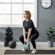 Kettlebell 10kg – 22x16x26cm – Azul e Cinza – Revestimento de PU e Enchimento de Areia