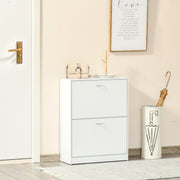 Sapateira de Madeira com 2 Compartimentos 60x24x80 cm - Branco