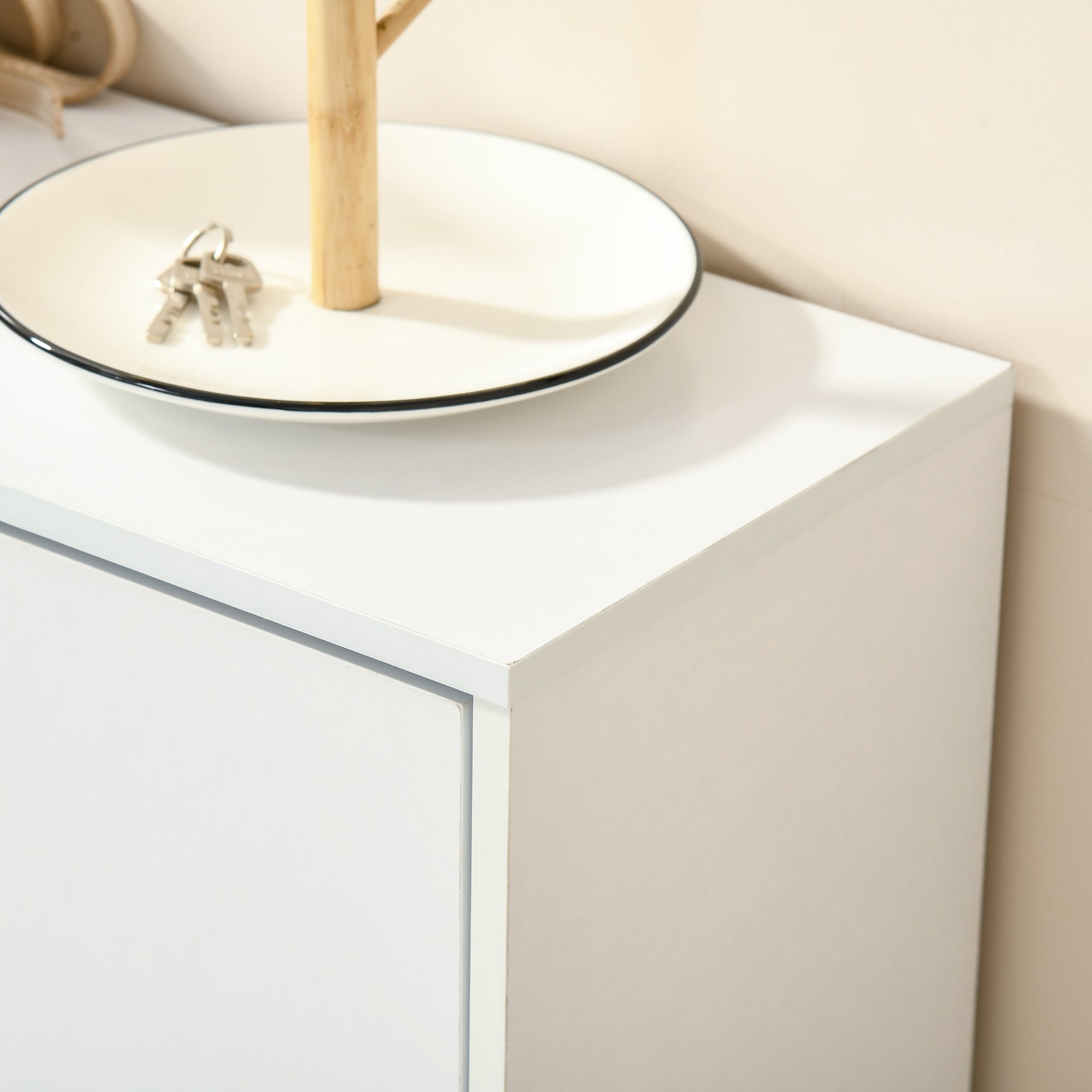 Sapateira de Madeira com 2 Compartimentos 60x24x80 cm - Branco