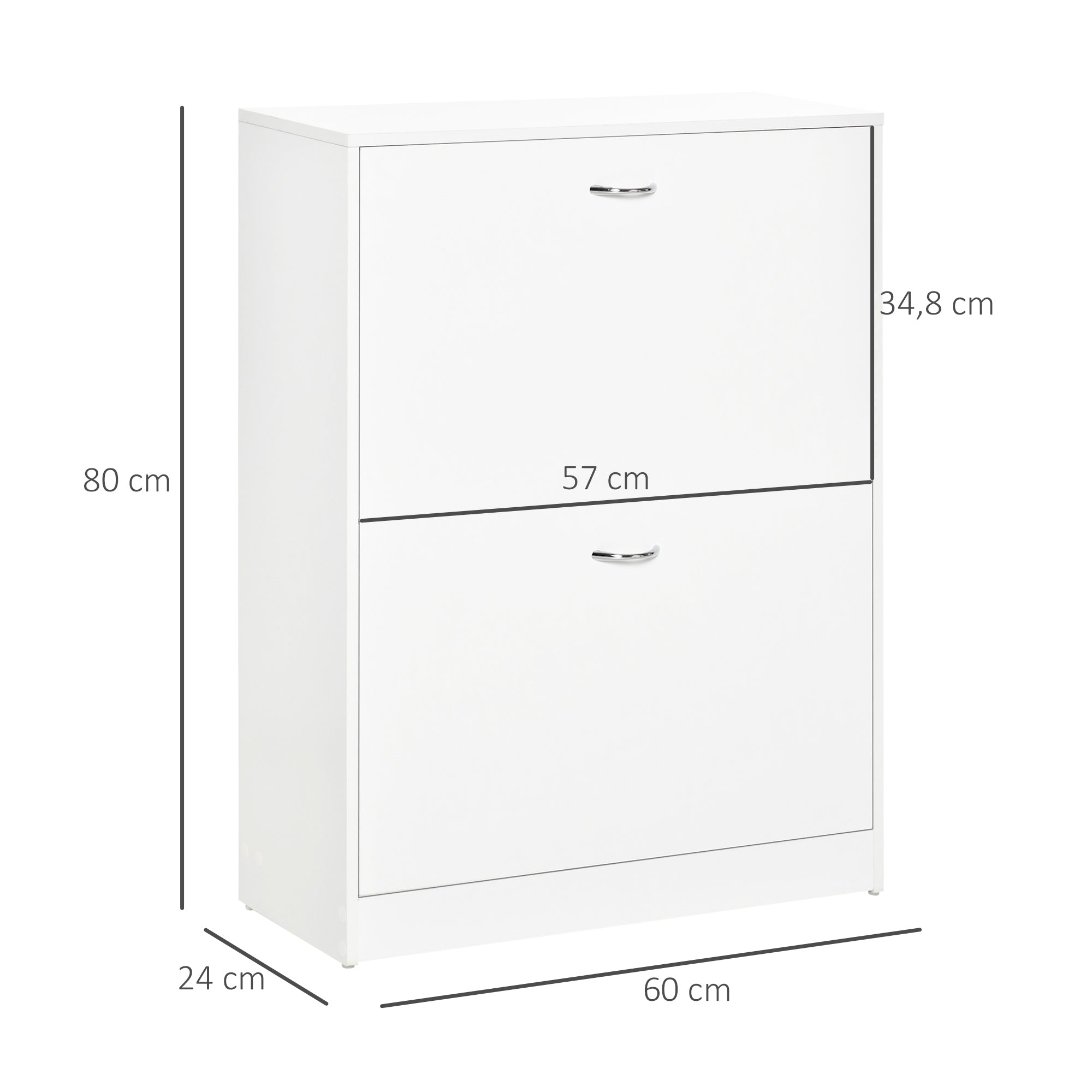 Sapateira de Madeira com 2 Compartimentos 60x24x80 cm - Branco