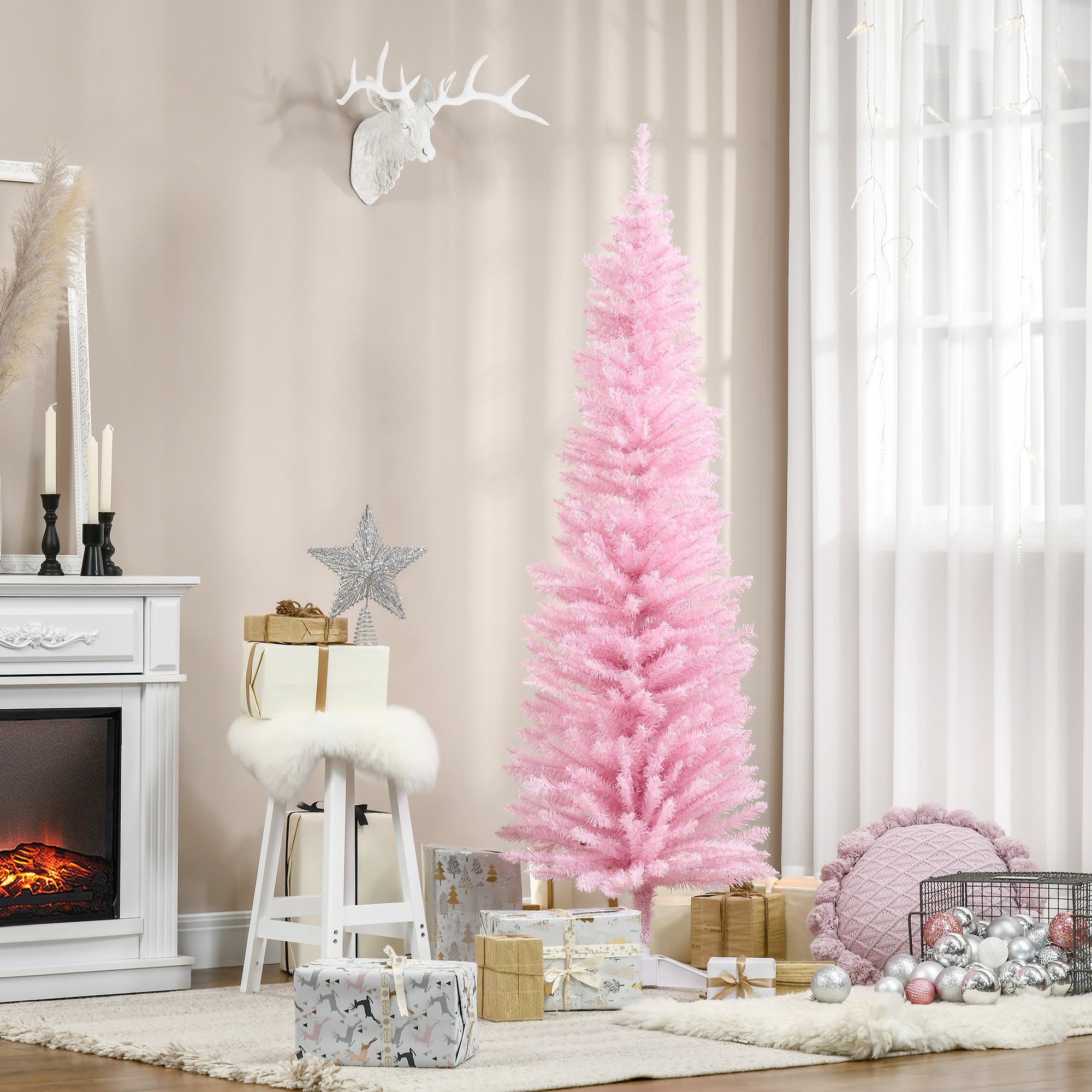 Árvore de Natal Artificial 180cm Rosa Ø55x180 cm