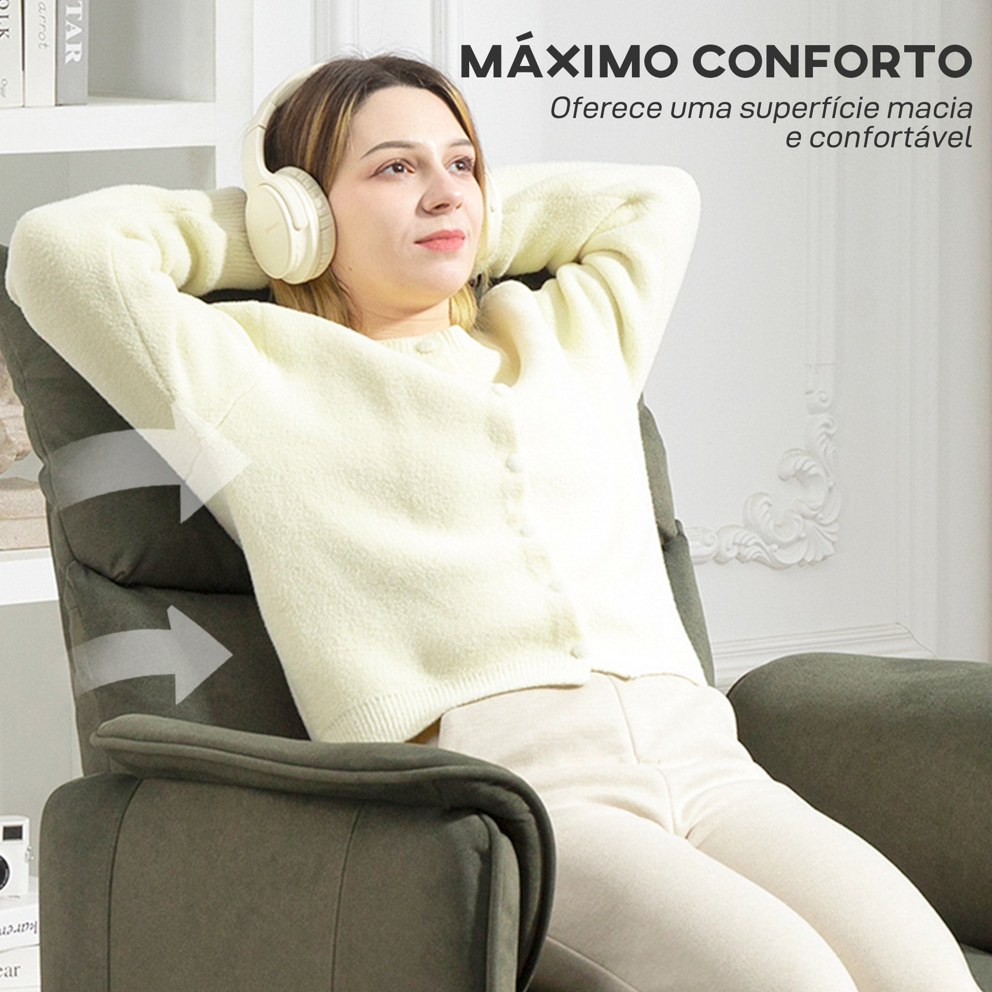 Poltrona Relax Reclinável Elétrica Verde Escuro 80x83x104 cm