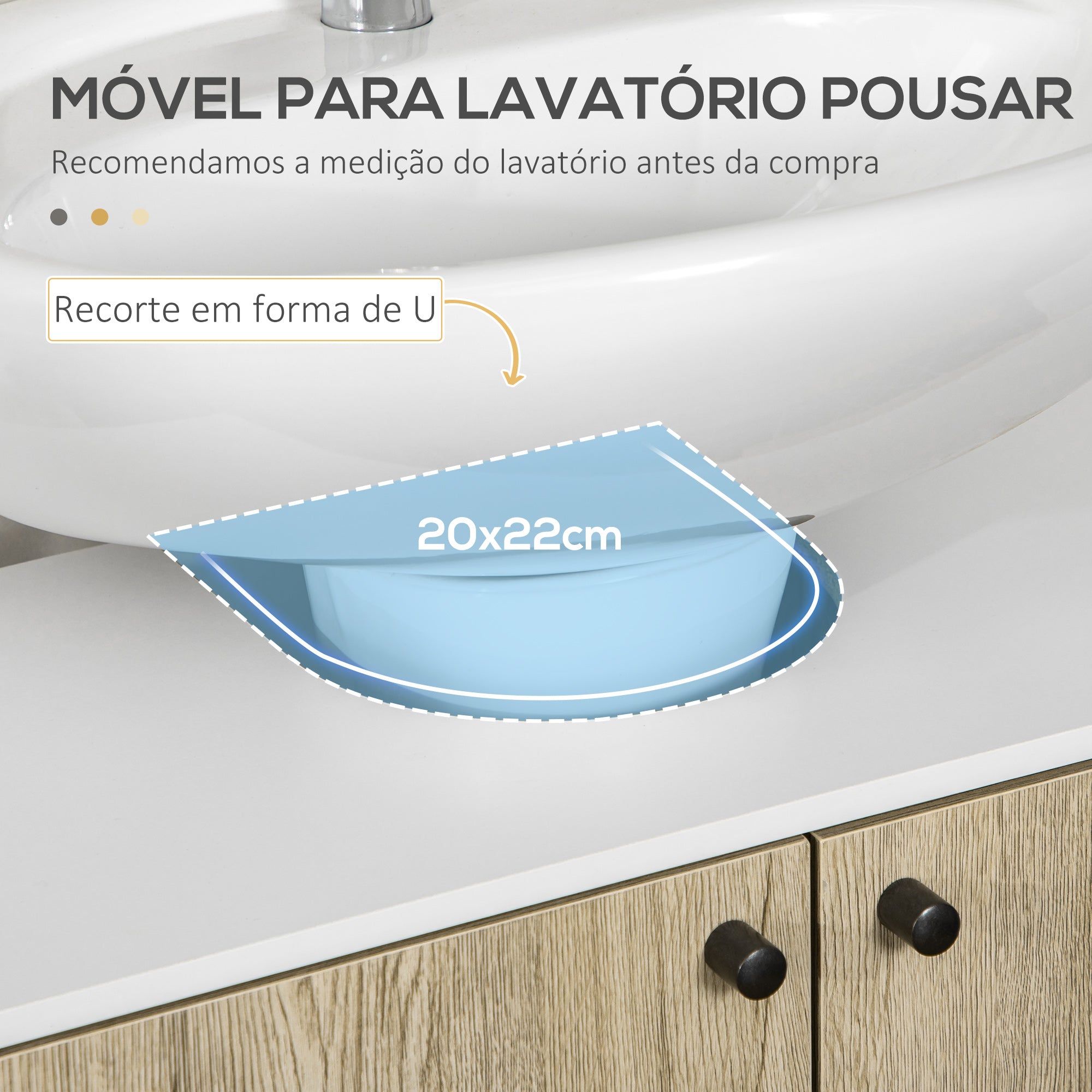 Móvel para Lavatório de Madeira Carvalho e Branco 60x30x60cm