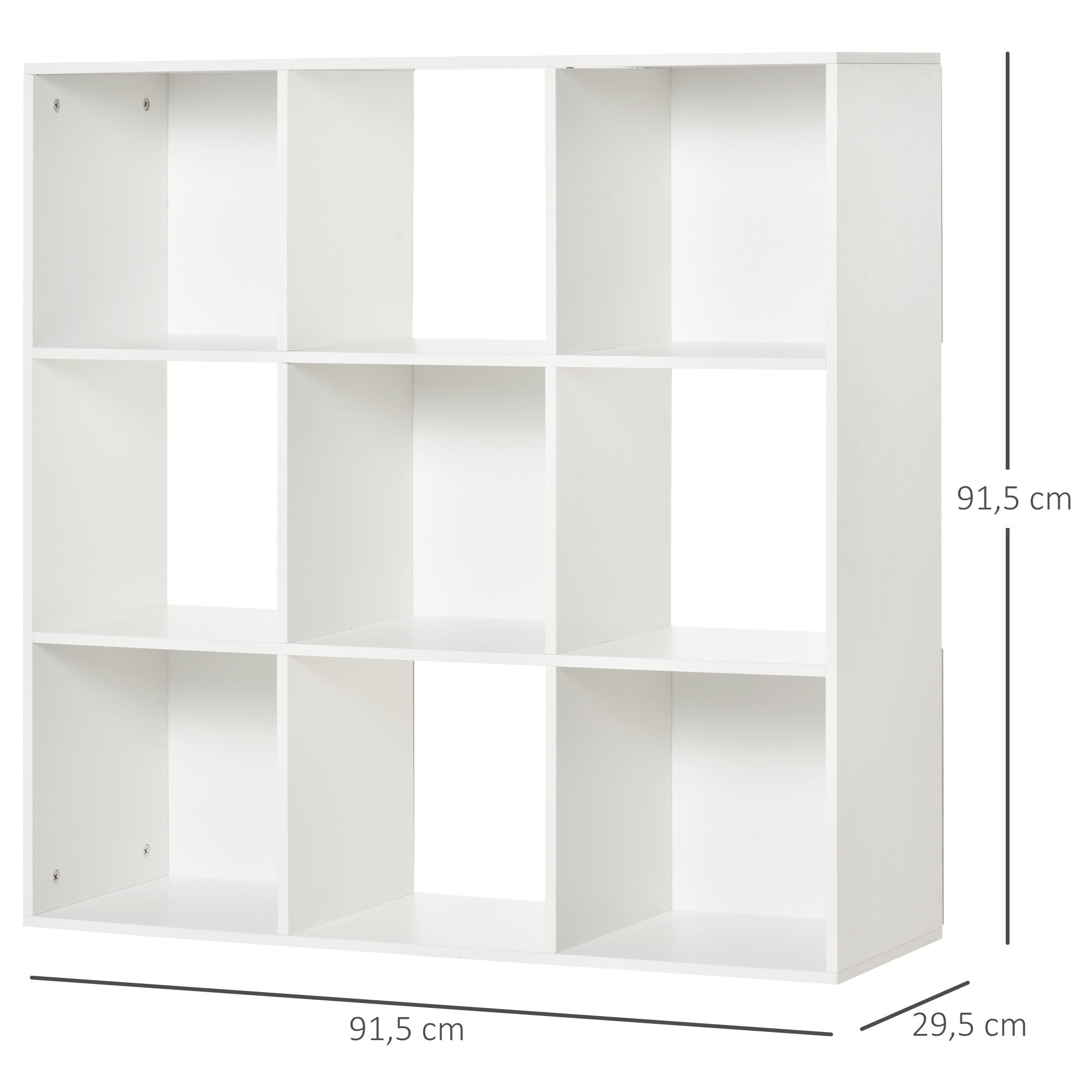 Estante de Madeira 3 Níveis 9 Compartimentos 91,5x29,5x91,5 cm Branco