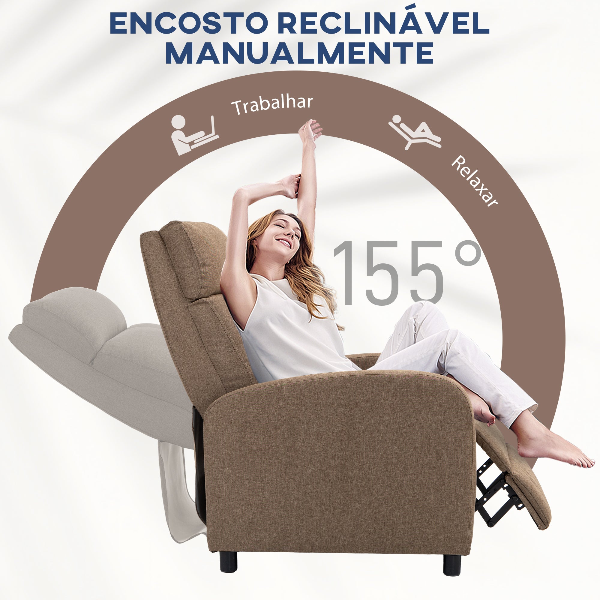 Poltrona Relax Reclinável 67x87x98 cm - Cor Marrom