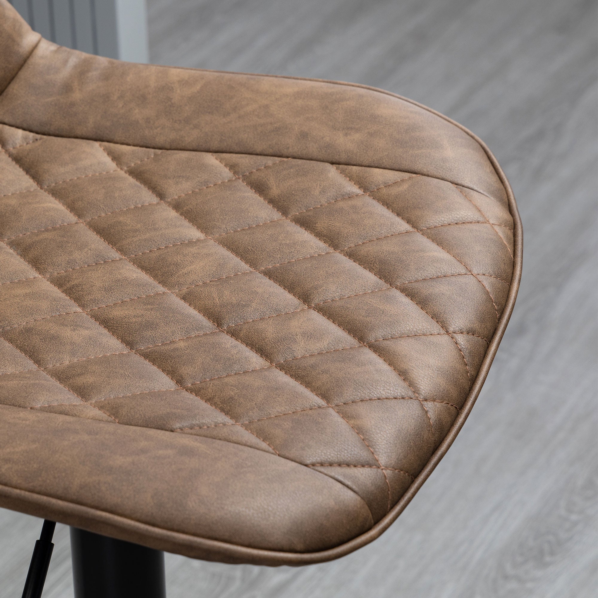 Conjunto de Bancos de Bar Estofados em PU – 46.5x51x106cm – Marrom