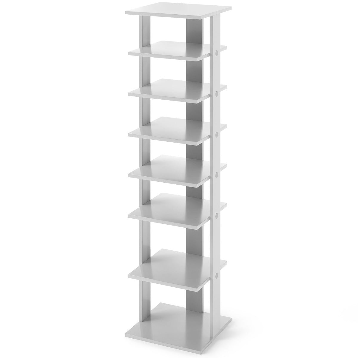 Estante Vertical para Sapatos de 7 Níveis com Dispositivo Anti Vuelco para Poupar Espaço no Quarto 28,5 x 25,5 x 110 cm Cinzento