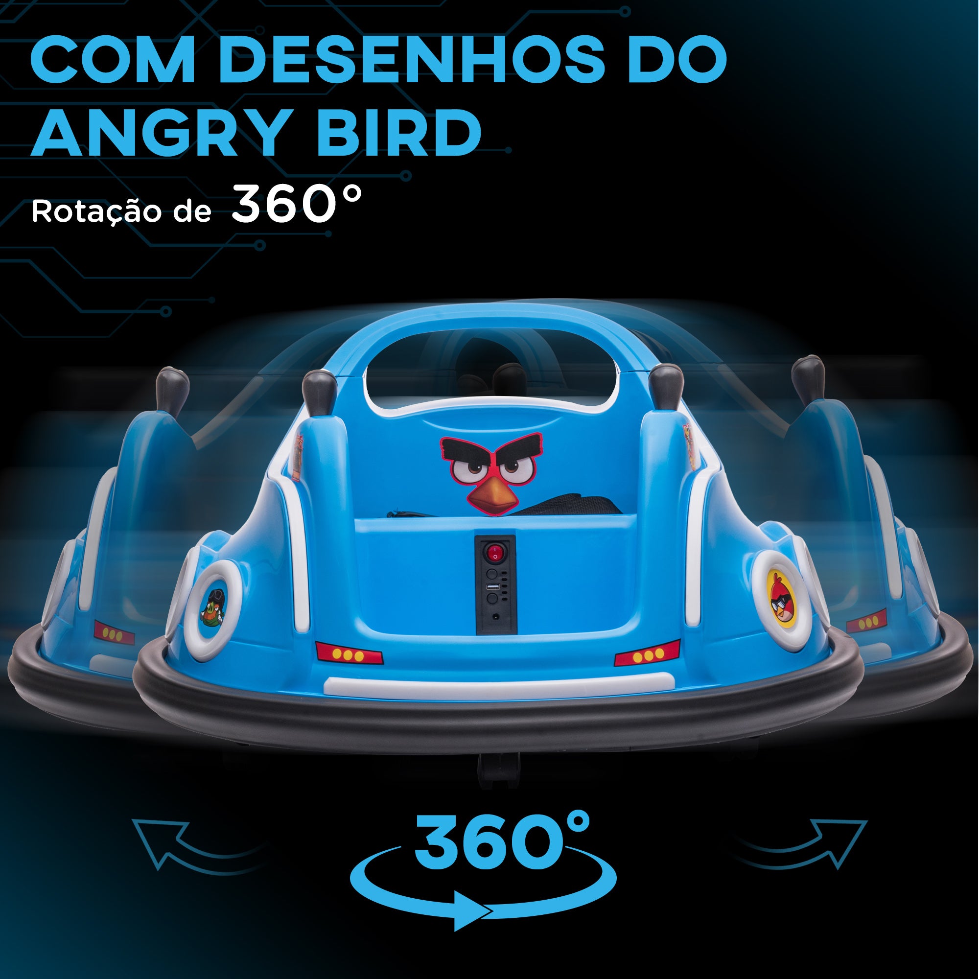 Carrinho de Choque Elétrico para Crianças 73x73x44 cm - Cor Azul