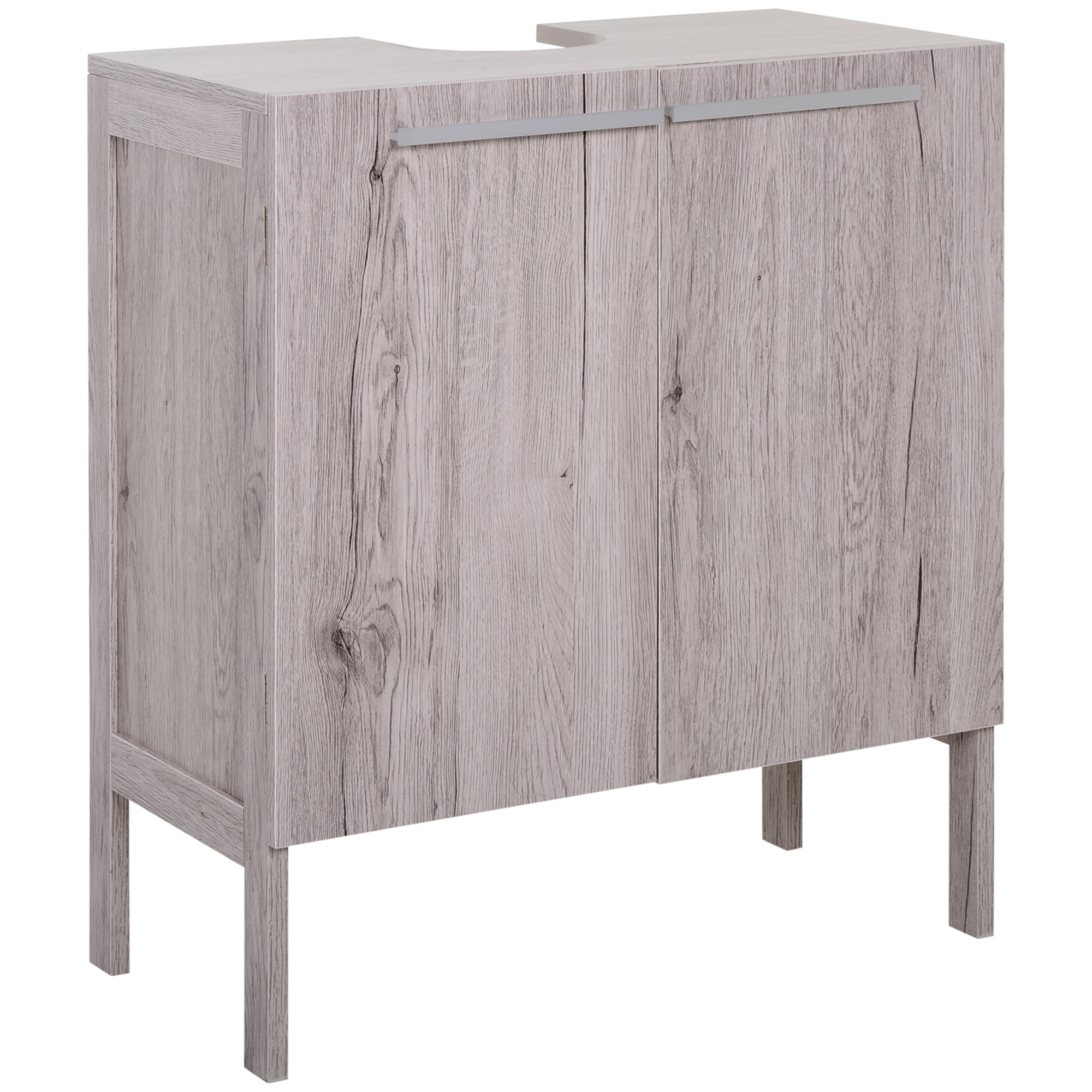 Armário Compacto para Lavatório com 2 Portas - 60x30x70 cm - Madeira Acinzentada