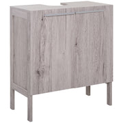 Armário Compacto para Lavatório com 2 Portas - 60x30x70 cm - Madeira Acinzentada