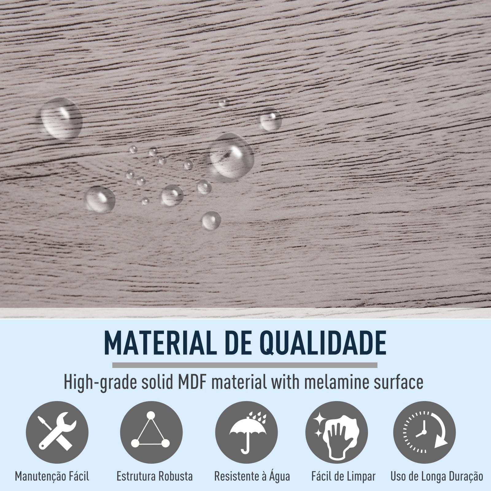 Armário Compacto para Lavatório com 2 Portas - 60x30x70 cm - Madeira Acinzentada