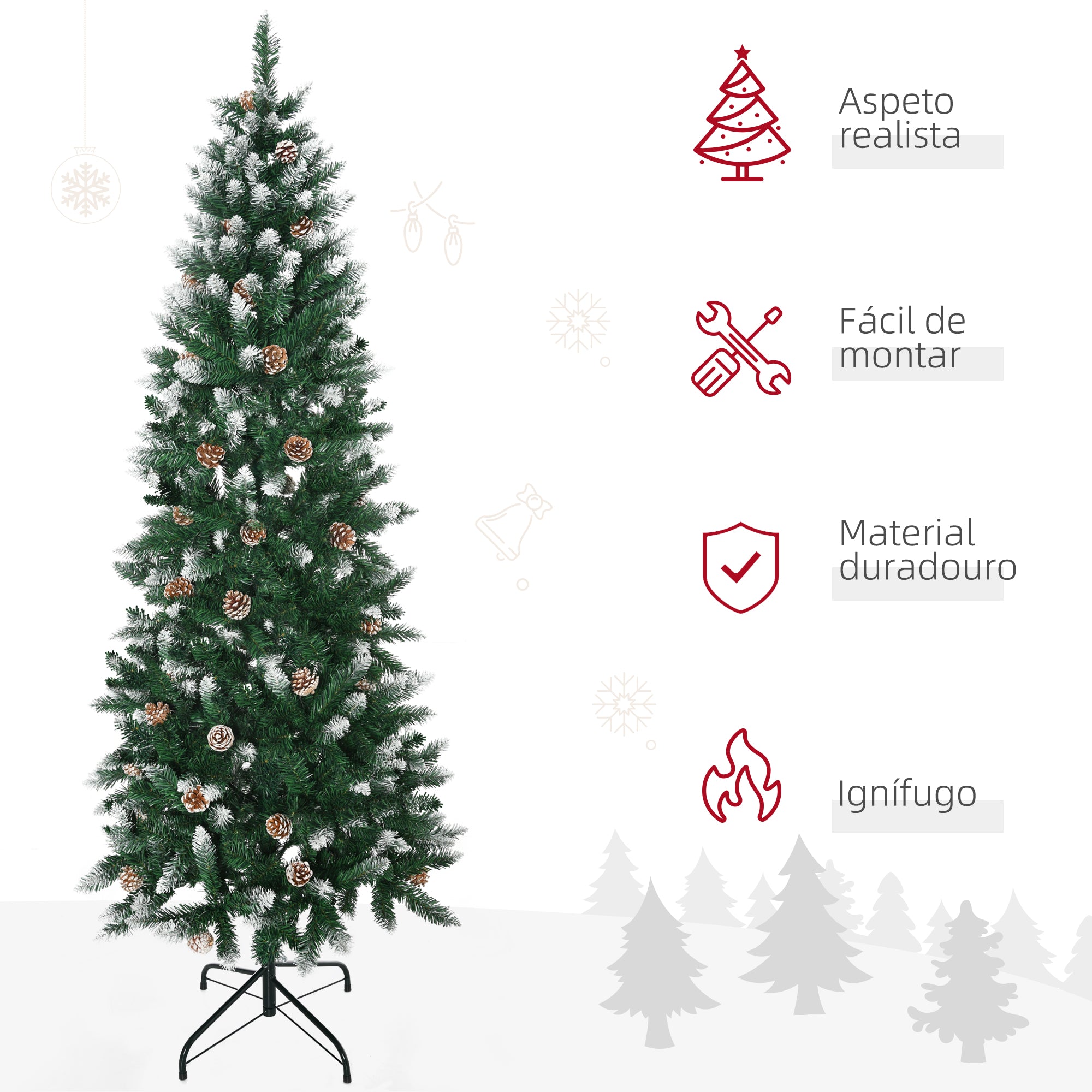 Árvore de Natal Artificial com Neve – 180 cm – Verde – PVC e Aço