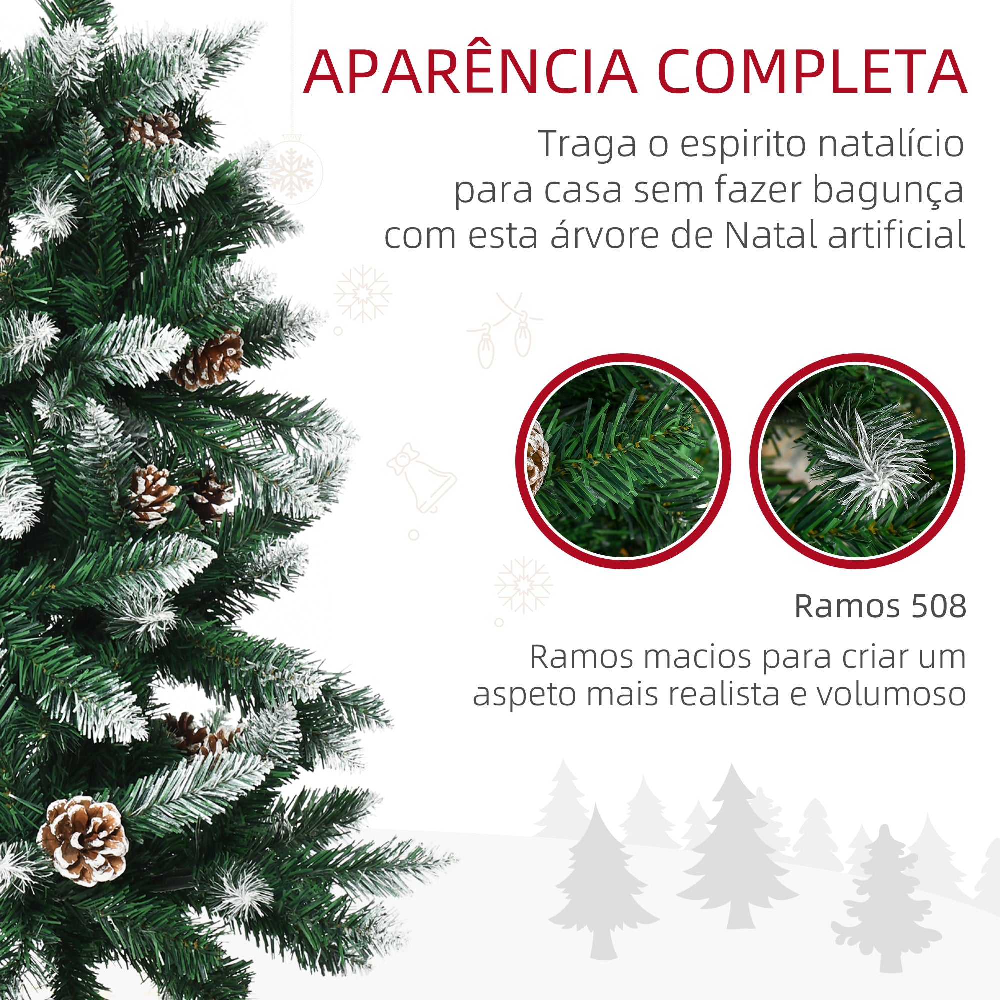 Árvore de Natal Artificial com Neve – 180 cm – Verde – PVC e Aço