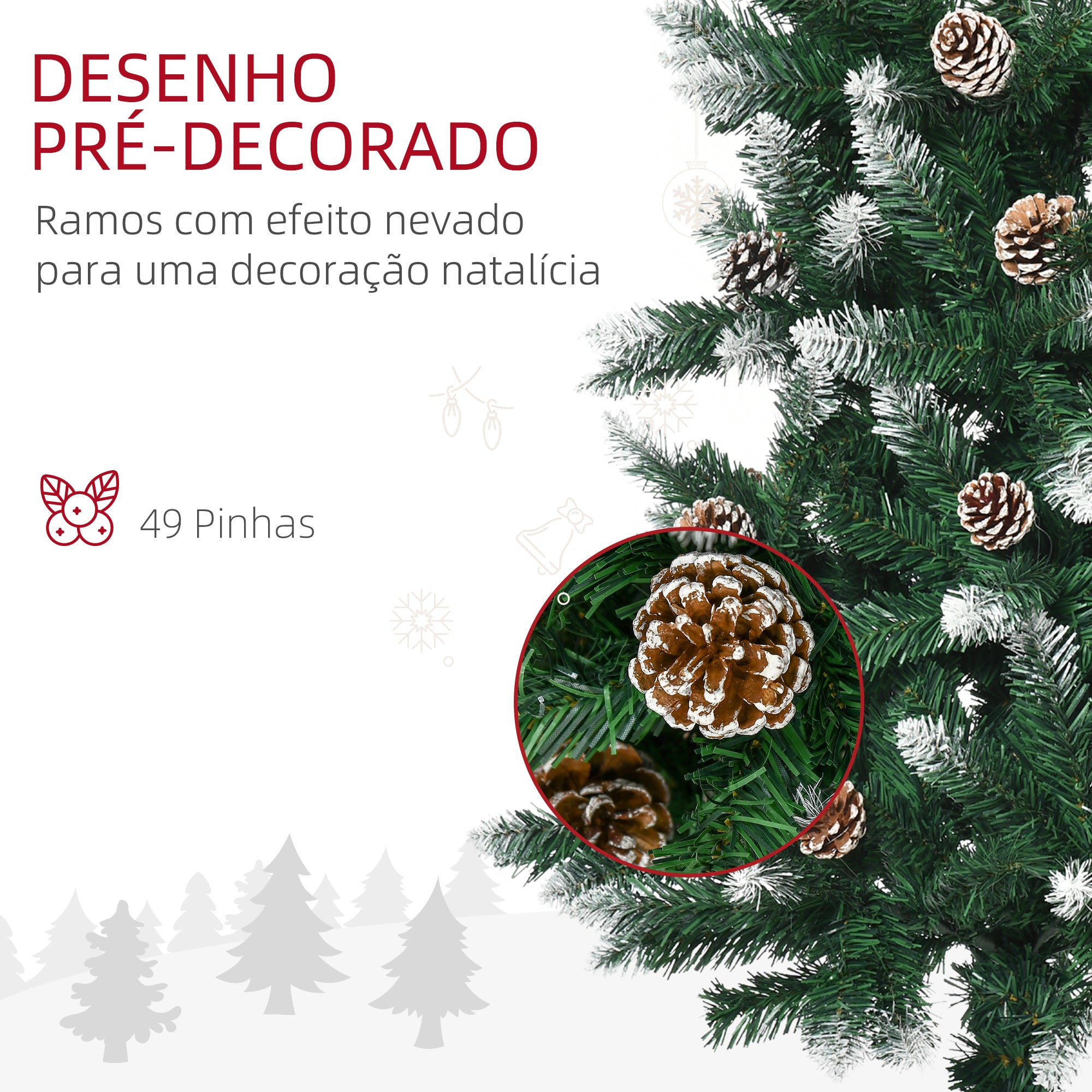 Árvore de Natal Artificial com Neve – 180 cm – Verde – PVC e Aço
