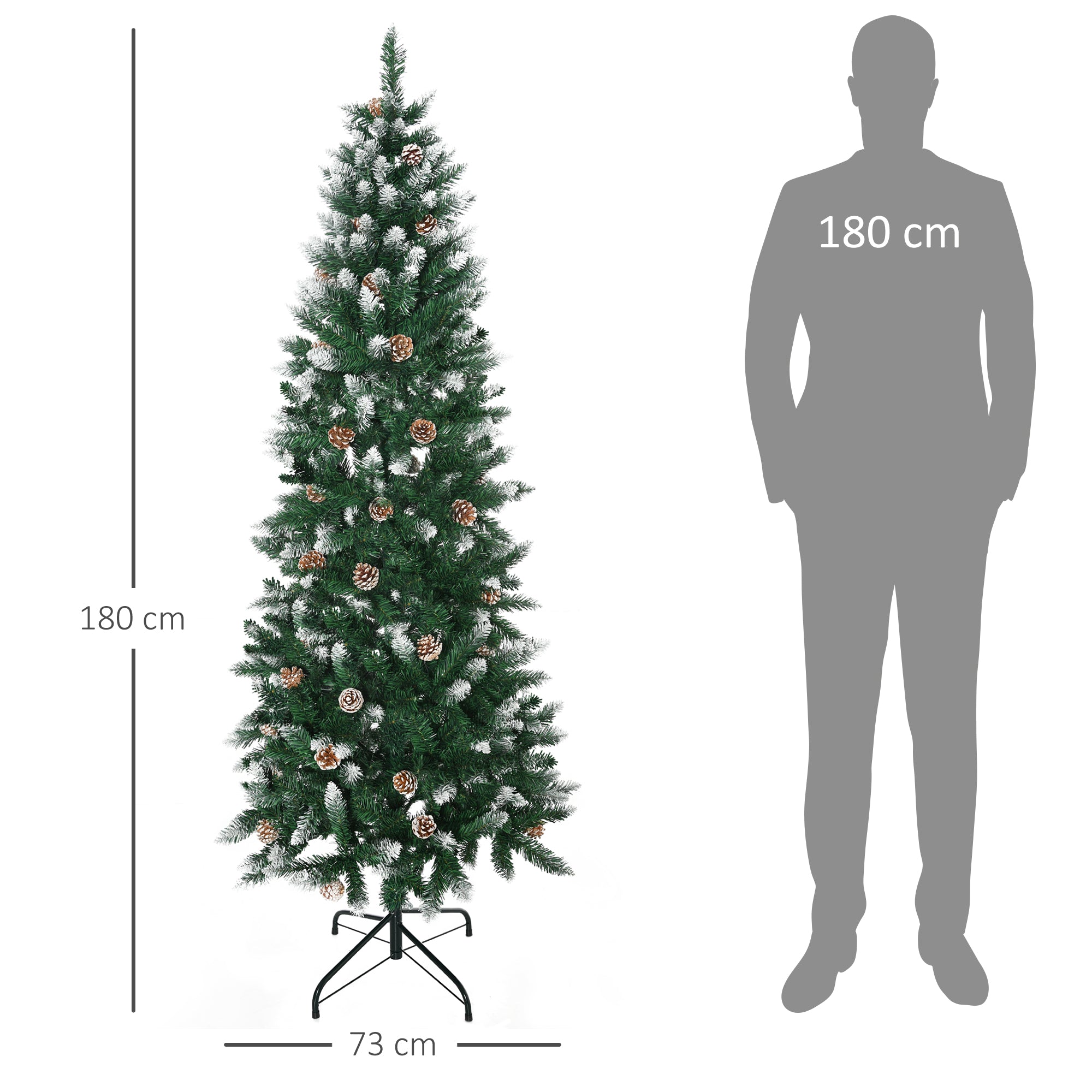 Árvore de Natal Artificial com Neve – 180 cm – Verde – PVC e Aço