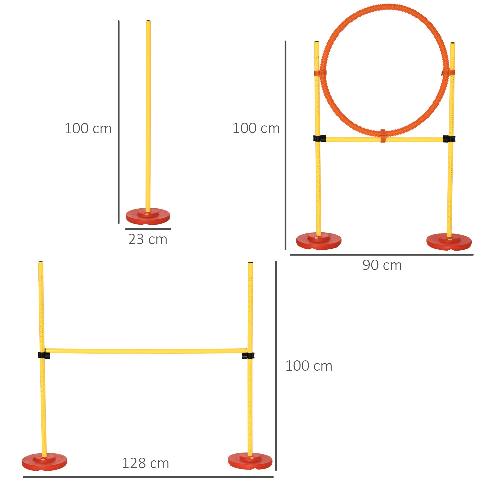 Conjunto de Treino de Agilidade para Cães – 90x23x100 cm – Amarelo – ABS, PE e poliéster